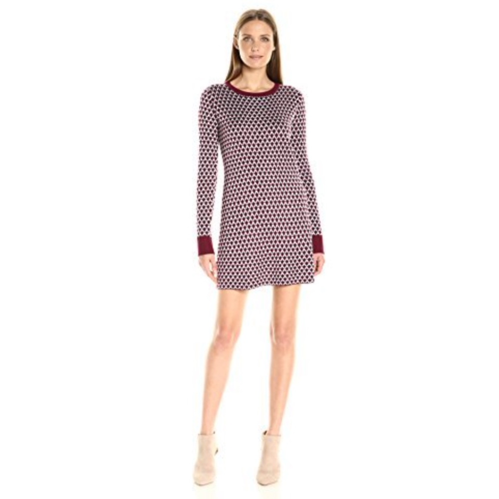 Olive & Oak Womens Jacquard Triangle Pattern Sweater Dress Size Medium